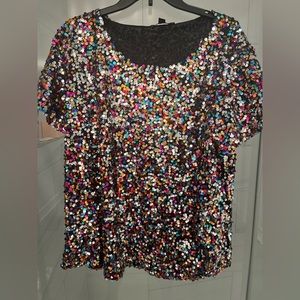 Multi colored sequin style shirt